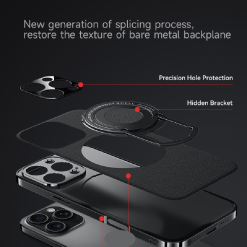 Hidden Bracket Magnetic Leather Pivot Case