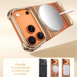 Noble Artistic Frame Carbon Fiber Pattern Magnetic Bracket Phone Case