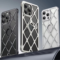 Alloy Diamond Grid Invisible Bracket Mobile Phone Case