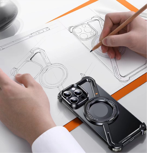 Z-shaped Metal Rotating Stand Magnetic Phone Case