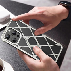 Alloy Diamond Grid Invisible Bracket Mobile Phone Case