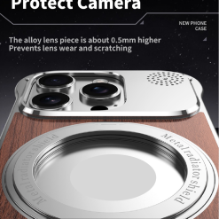 Walnut Metal Frameless Rotating Stand Magnetic Phone Case