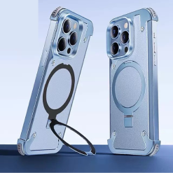 Luxury Genuine Leather Frameless Rotating Stand Phone Case