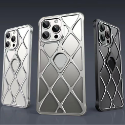Alloy Diamond Grid Invisible Bracket Mobile Phone Case