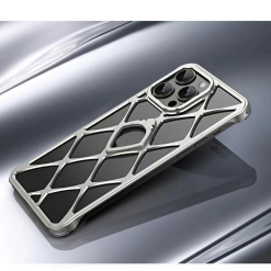 Alloy Diamond Grid Invisible Bracket Mobile Phone Case