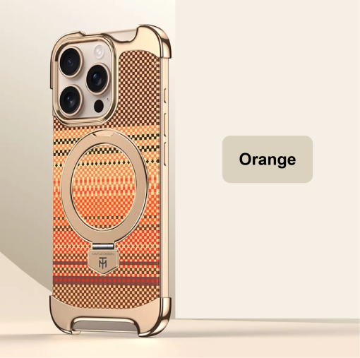 Noble Artistic Frame Carbon Fiber Pattern Magnetic Bracket Phone Case