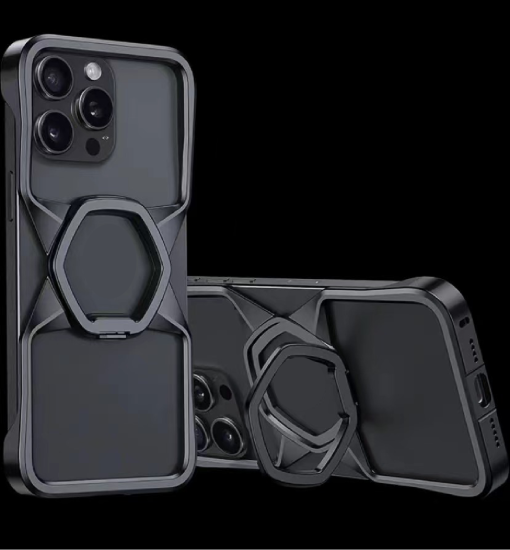Hexagonal Metal Stand Magnetic Phone Case