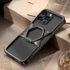 Hexagonal Metal Stand Magnetic Phone Case