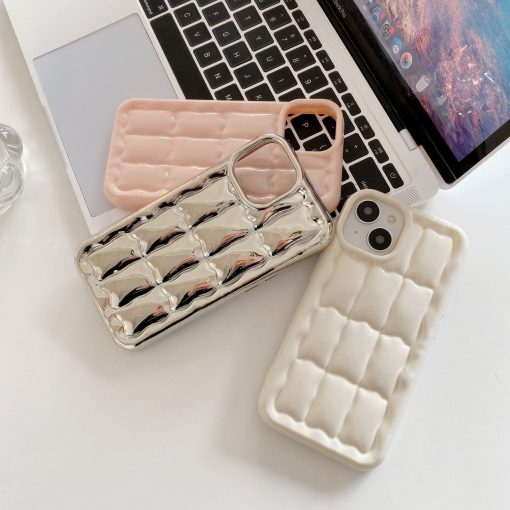 Ice cube grid electroplated mobile phone case