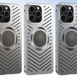 Ice-dazzling buckle heat dissipation magnetic metal phone case