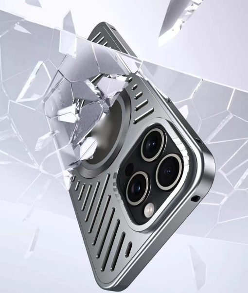 Ice-dazzling buckle heat dissipation magnetic metal phone case