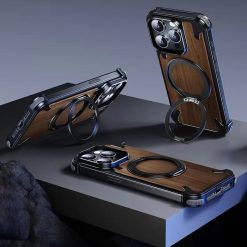 Walnut metal magnetic phone case