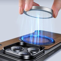 Walnut metal magnetic phone case
