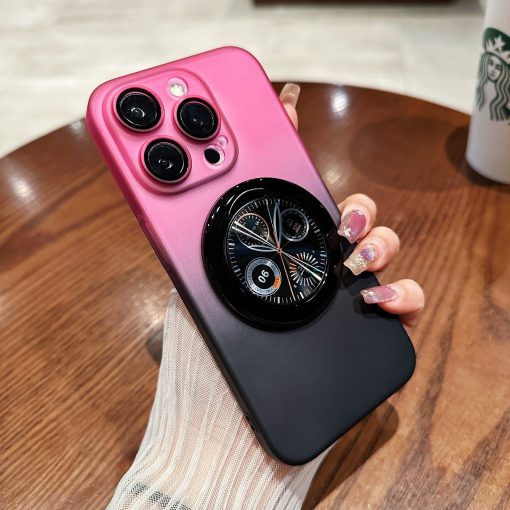 Gradient clock pattern stand magnetic phone case
