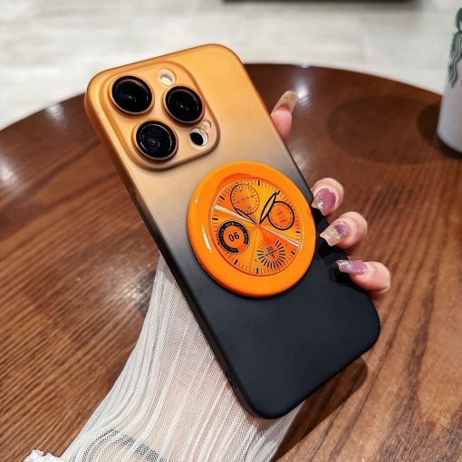 Gradient clock pattern stand magnetic phone case