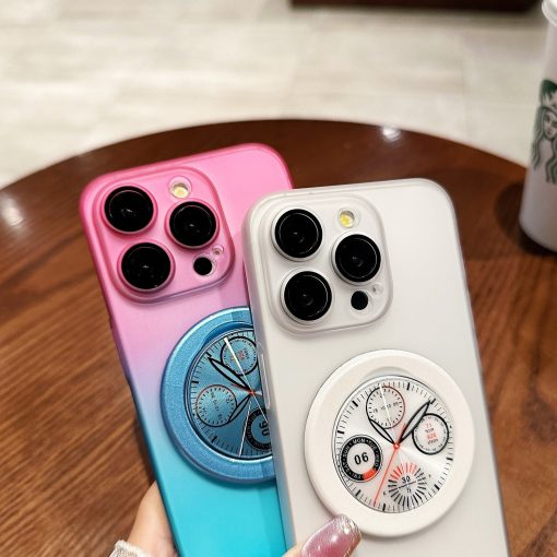 Gradient clock pattern stand magnetic phone case