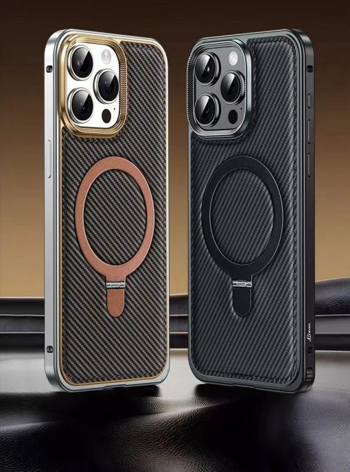 Business Leather Metal Frame Magnetic Phone Case-MGD CASE