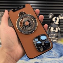 Starlight Art Spinning Gyro Stand Leather Phone Case