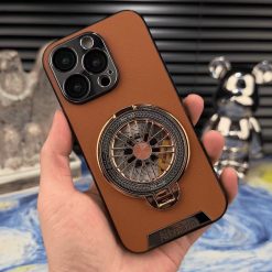 Starlight Art Spinning Gyro Stand Leather Phone Case