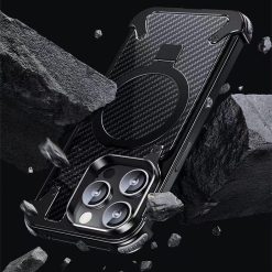 Metal Fiber Magnetic Holder Phone Case