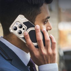 Magnetic Metal Carbon Fiber Rotating Bracket Phone Case