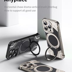 Magnetic Metal Carbon Fiber Rotating Bracket Phone Case