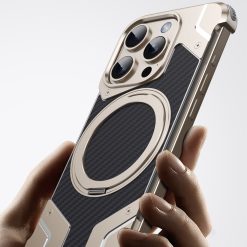 Magnetic Metal Carbon Fiber Rotating Bracket Phone Case