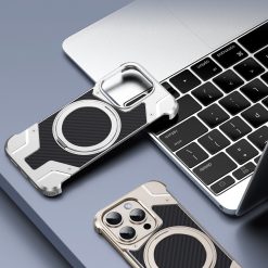 Magnetic Metal Carbon Fiber Rotating Bracket Phone Case