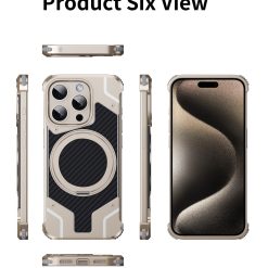 Magnetic Metal Carbon Fiber Rotating Bracket Phone Case