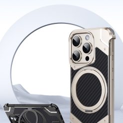 Magnetic Metal Carbon Fiber Rotating Bracket Phone Case