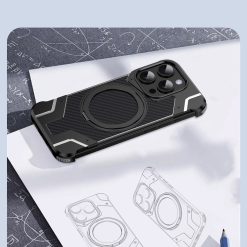 Magnetic Metal Carbon Fiber Rotating Bracket Phone Case