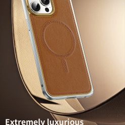 Business Leather Metal Frame Magnetic Phone Case