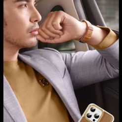 Business Leather Metal Frame Magnetic Phone Case