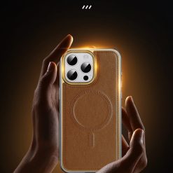 Business Leather Metal Frame Magnetic Phone Case