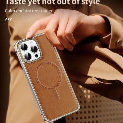 Business Leather Metal Frame Magnetic Phone Case