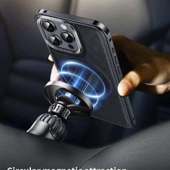 Business Leather Metal Frame Magnetic Phone Case