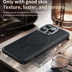 Business Leather Metal Frame Magnetic Phone Case
