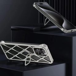 Alloy Diamond Grid Invisible Bracket Mobile Phone Case