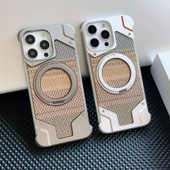 Gold wire silver aluminum alloy heat dissipation bracket magnetic mobile phone case