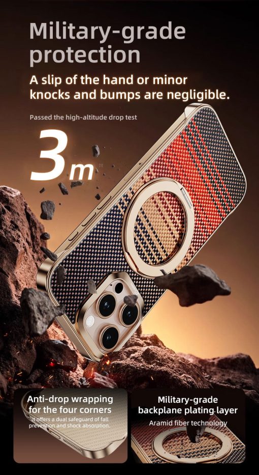 Kevlar Elegant Magnetic Rotating Bracket Phone Case
