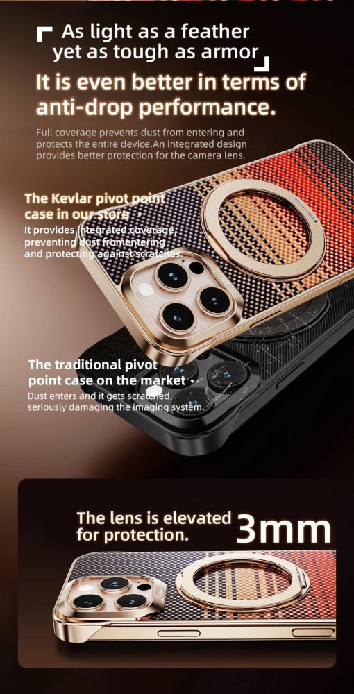 Kevlar Elegant Magnetic Rotating Bracket Phone Case