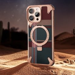 Kevlar Carbon Fiber Pattern Magnetic Bracket Phone Case
