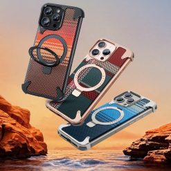 Kevlar Carbon Fiber Pattern Magnetic Bracket Phone Case