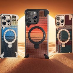 Kevlar Carbon Fiber Pattern Magnetic Bracket Phone Case