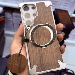 Designed Magnetic Walnut Metal Phone Case