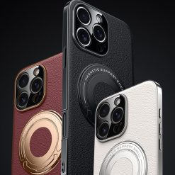Hidden Bracket Magnetic Leather Pivot Case