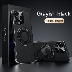 Hidden Bracket Magnetic Leather Pivot Case