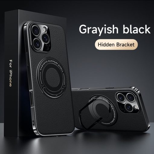 Hidden Bracket Magnetic Leather Pivot Case