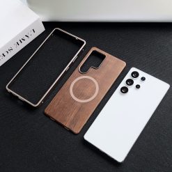Walnut Metal Snap Frame Magnetic Phone Case