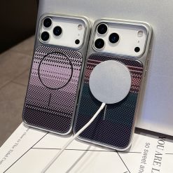 New Large Window Carbon Fiber Pattern Magnetic Phone Case